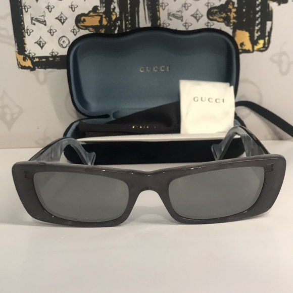 New Authentic Gucci GG0516S 002 Transparent Grey Square Silver Mirror Lens - Picture 5 of 15